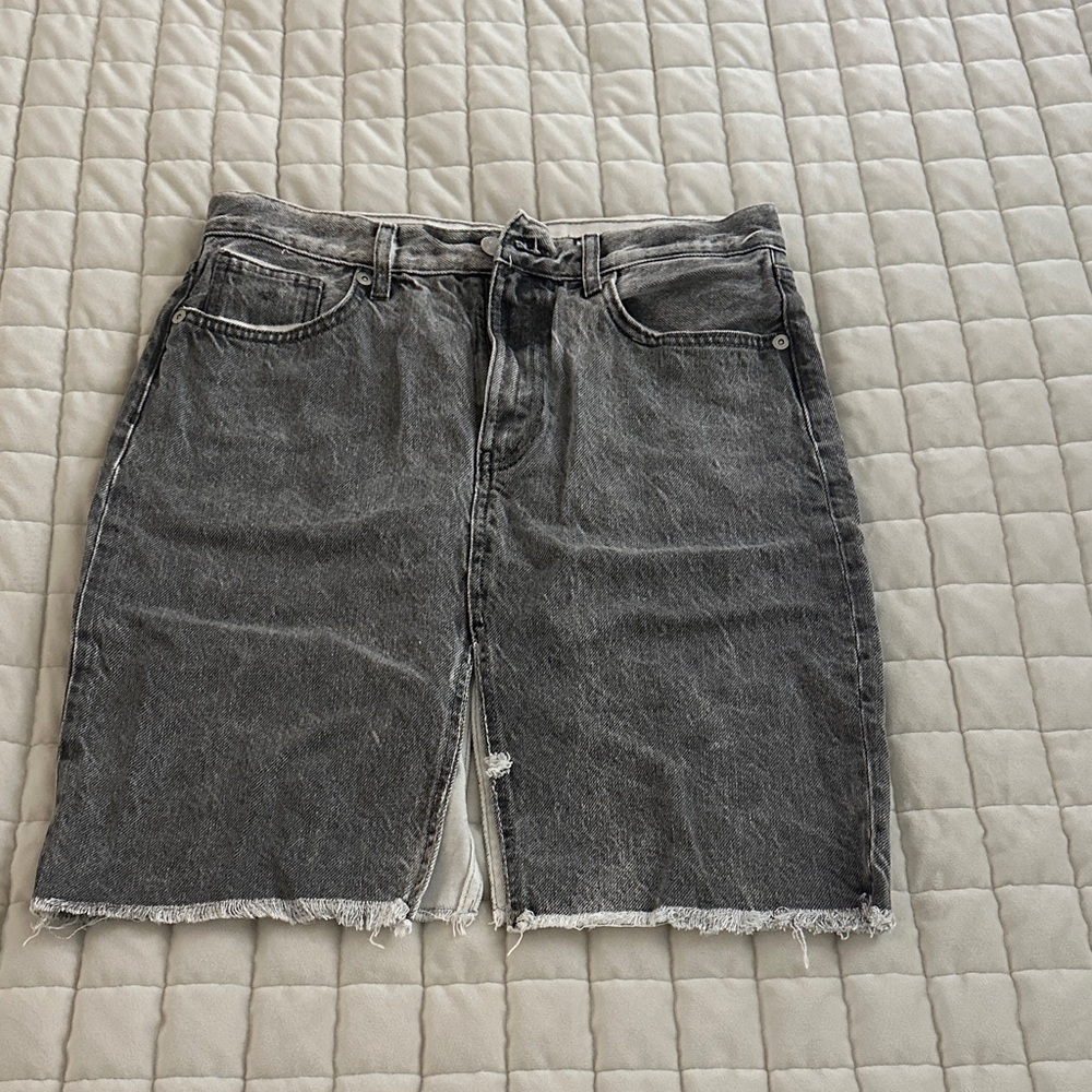 Zara Light Gray Denim Jeans skirt